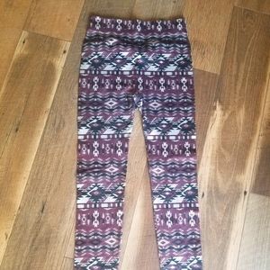 Purple tribal aztec fleece leggings
